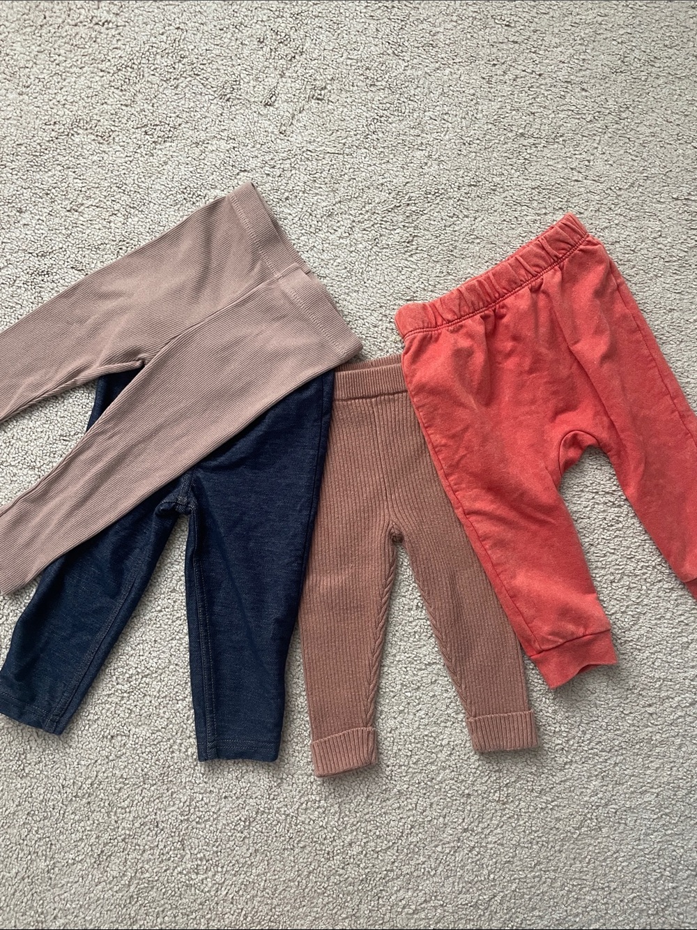 Kids Ribbed and Cozy Elastic Waist Bottoms - Red, Brown, Navy, Mauve